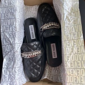 Kalista Black Leather Steve Madden Mules